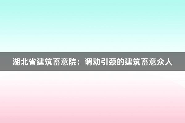 湖北省建筑蓄意院：调动引颈的建筑蓄意众人